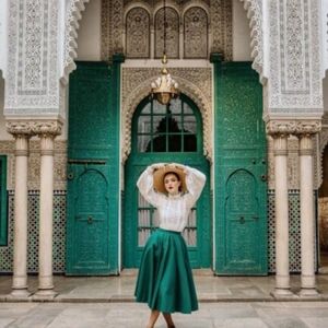 Hearts and Found "Lindy" full circle skirt in "tip the boat" print